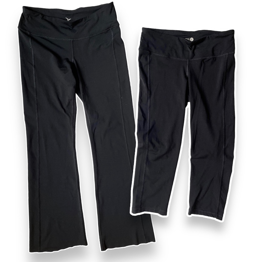 2 pc bundle women black leggings + capri size Medium Old Navy